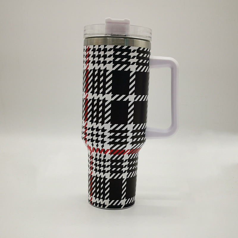 Wholesale Tumbler Ice Bullies Cup  Checkerboard Houndstooth Vacuum Cup Straw Cup 40OZ Car Cup Ice Cup